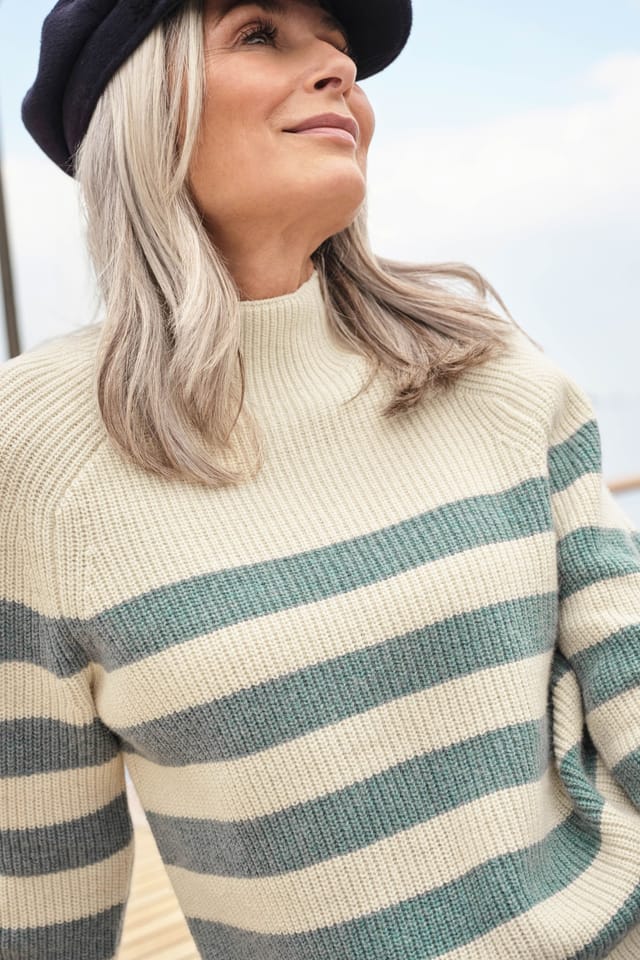 WoolOvers WoolOvers Women's Breton Mock Neck Jumper - 2