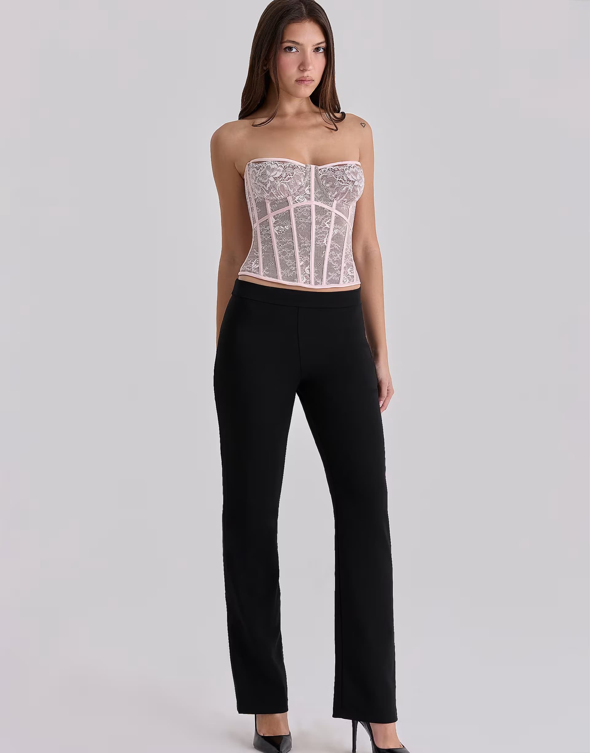 ASOS House of CB Ayana pink lace boned corset top in pink