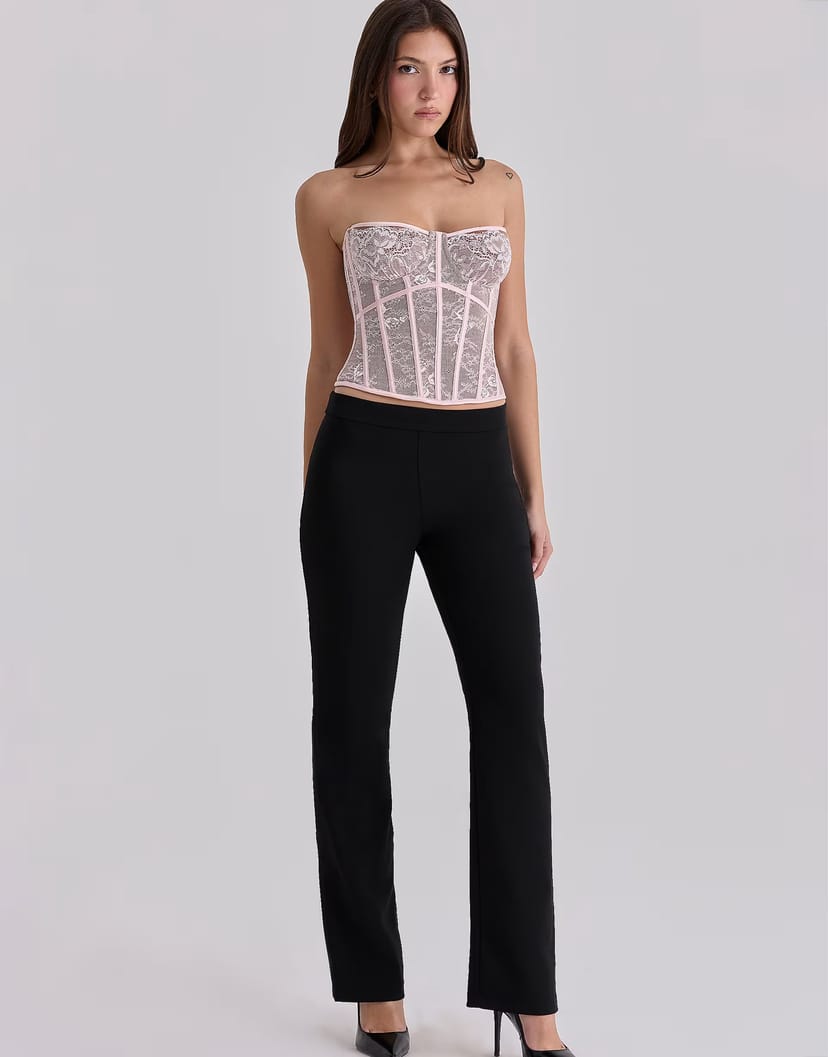 ASOS House of CB Ayana pink lace boned corset top in pink - 1