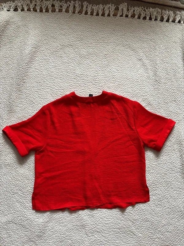 New Look New Look Womens orange cropped button Down blouse uk size 8