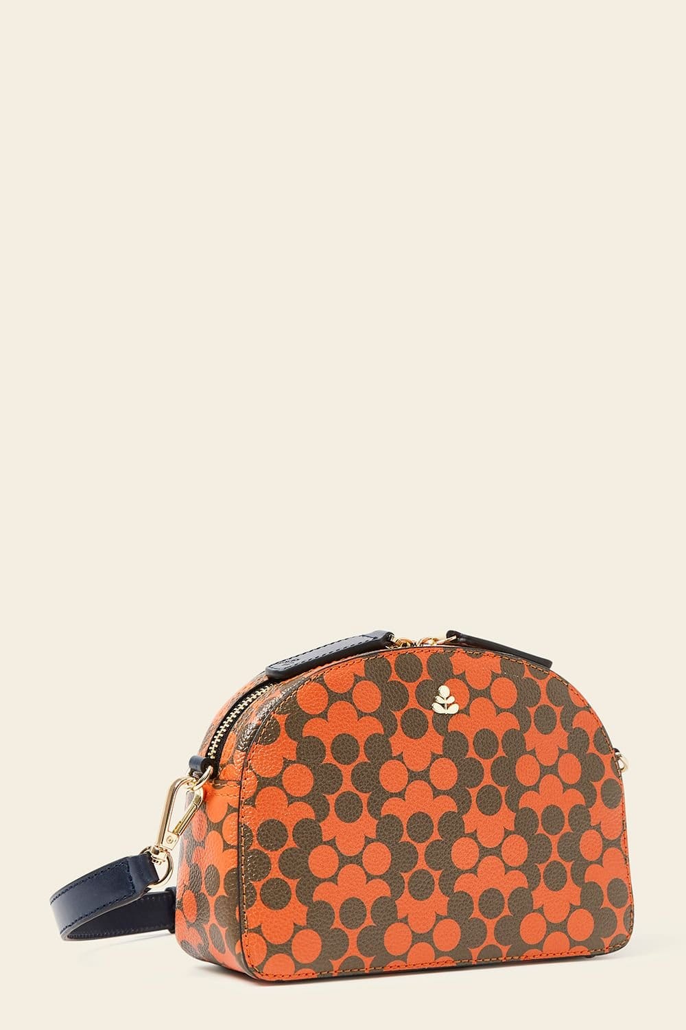 Orla Kiely Orla Kiely Women's Babaluna Leather Crossbody - Tomato Puzzle Flower in Orange - 4