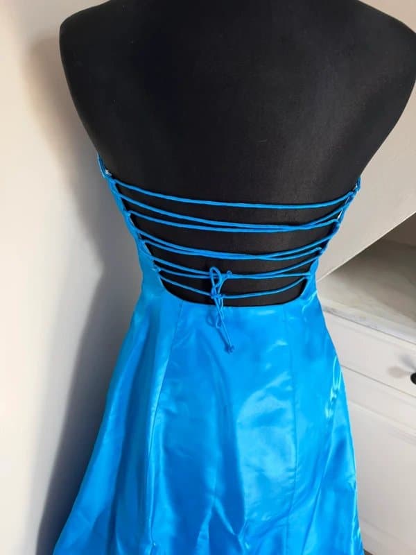 Morgan & Co. Morgan & Co y2k 90’s 00’s Vintage Blue Teal Beaded Sequin Floral Evening Prom Dress size 6/8