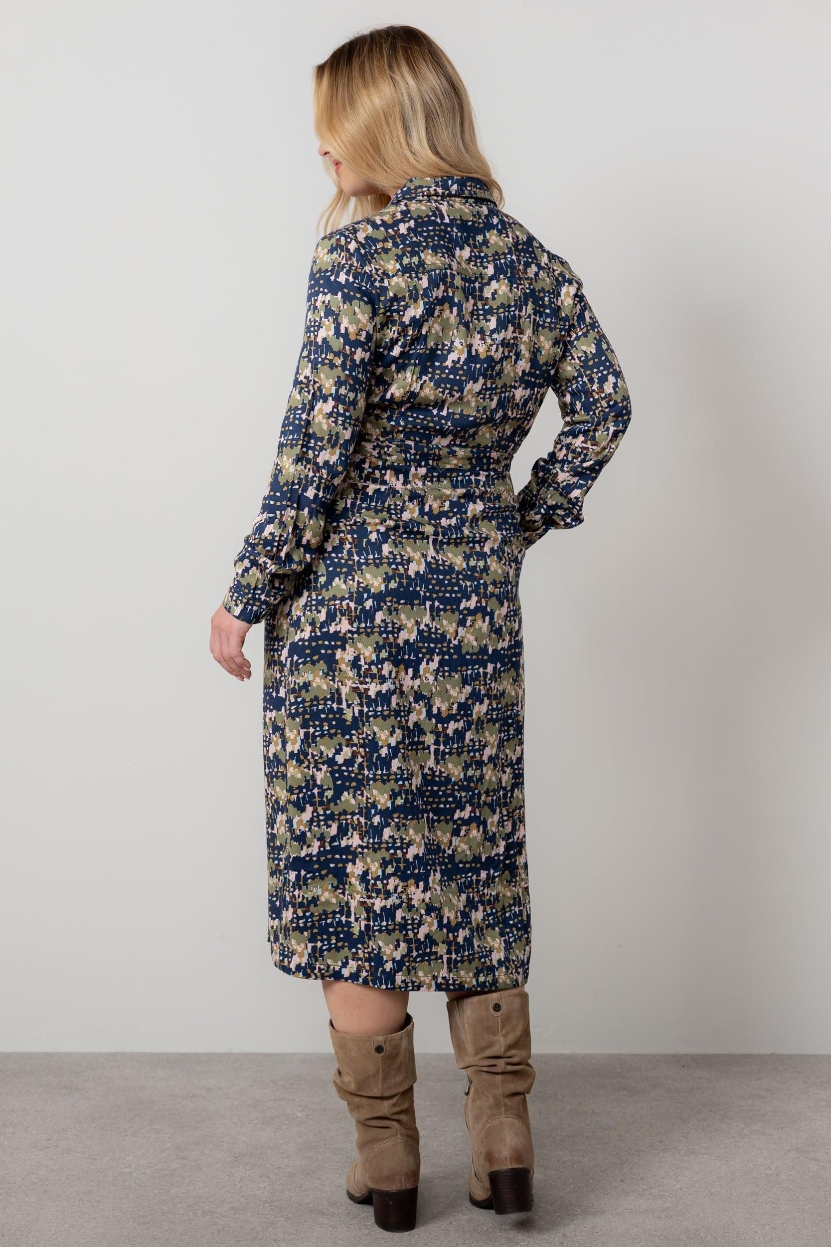 Lily & Me Lily & Me Women's Anya Collar & button through Midi Shirt Dress in Navy - 4