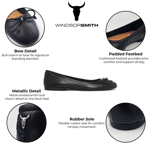 Windsor Smith Windsor Smith Women's Leather Mocassin Bellarina Flat Shoes - Babydoll in Black - 2