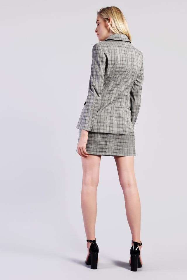 Shnoo Shnoo Women's Double Breasted Blazer in Grey - 2