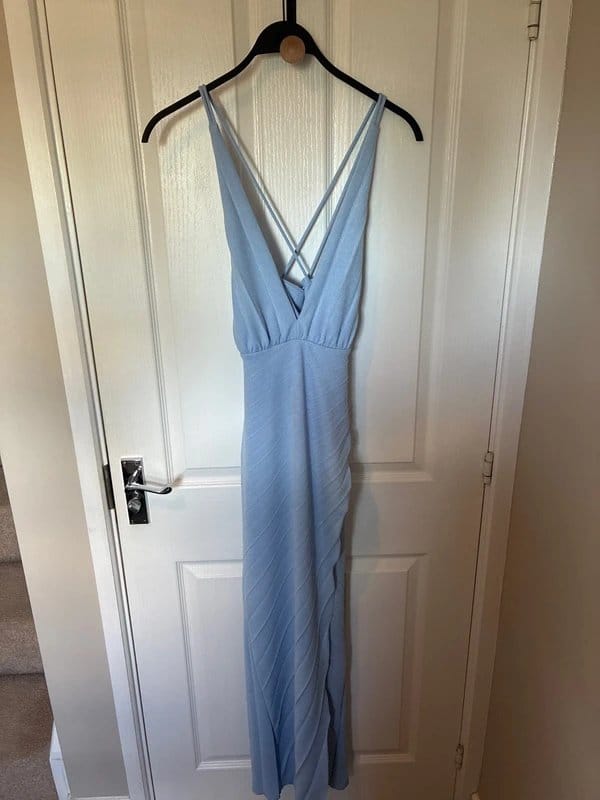 ASOS Design ASOS Design Light Blue Plunge Maxi Dress UK 10 - 1