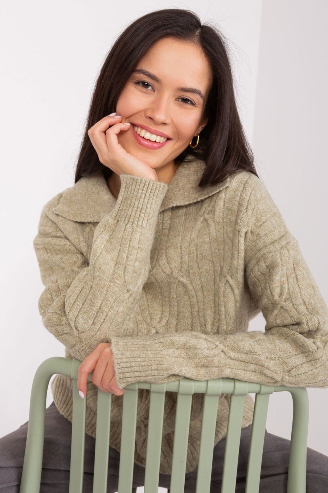 Love Lace Love Lace Women's Variegated Acrylic Long Sleeve Sweater in Green - 4