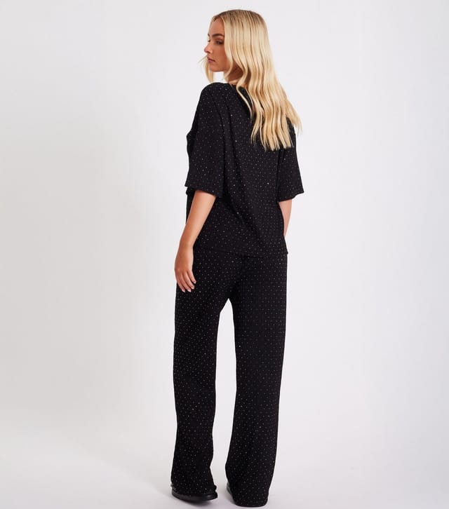 Quiz Women's Black Textured Trousers Quiz New Look - 3