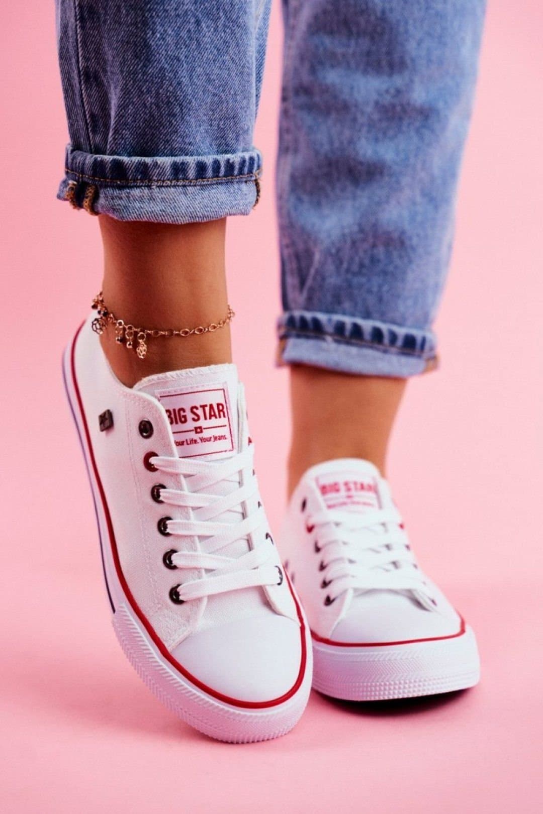 Love Lace Love Lace White Classic Low Lace-Up Sneakers