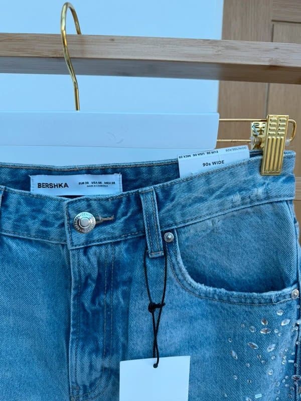 Bershka Bershka Stud Embellished 90s Wide Jeans