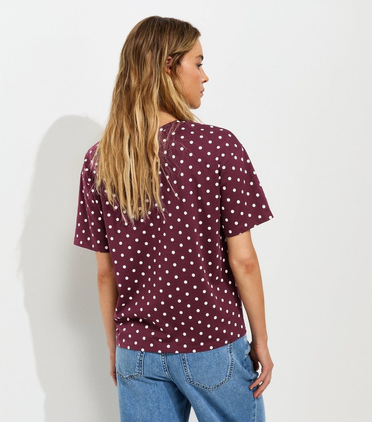 New Look Women's Red Cotton Spot Print Easy T-Shirt New Look - 4