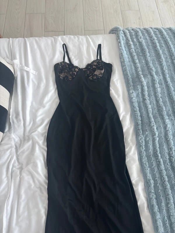 Source Unknown Black dress with lace cups