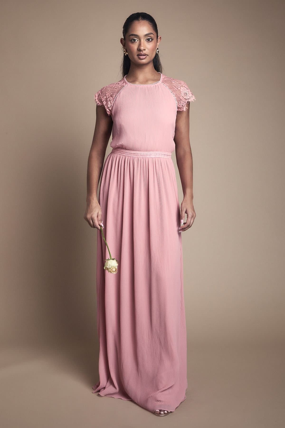 Oasis Oasis Women's Delicate Lace Bodice Maxi Bridesmaid Dress in Blush