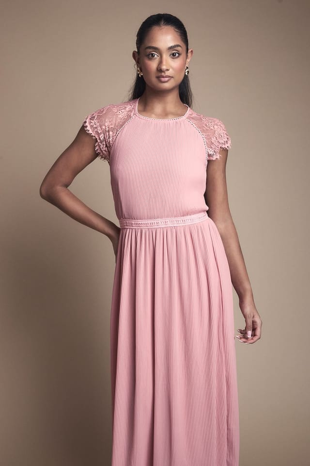 Oasis Oasis Women's Delicate Lace Bodice Maxi Bridesmaid Dress in Blush - 2