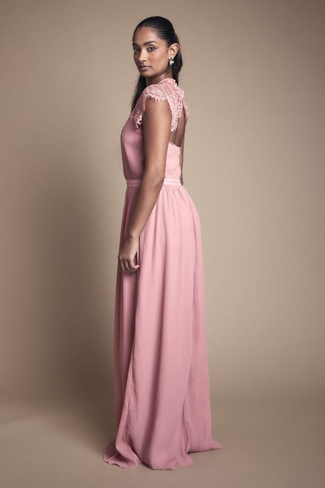 Oasis Oasis Women's Delicate Lace Bodice Maxi Bridesmaid Dress in Blush - 3