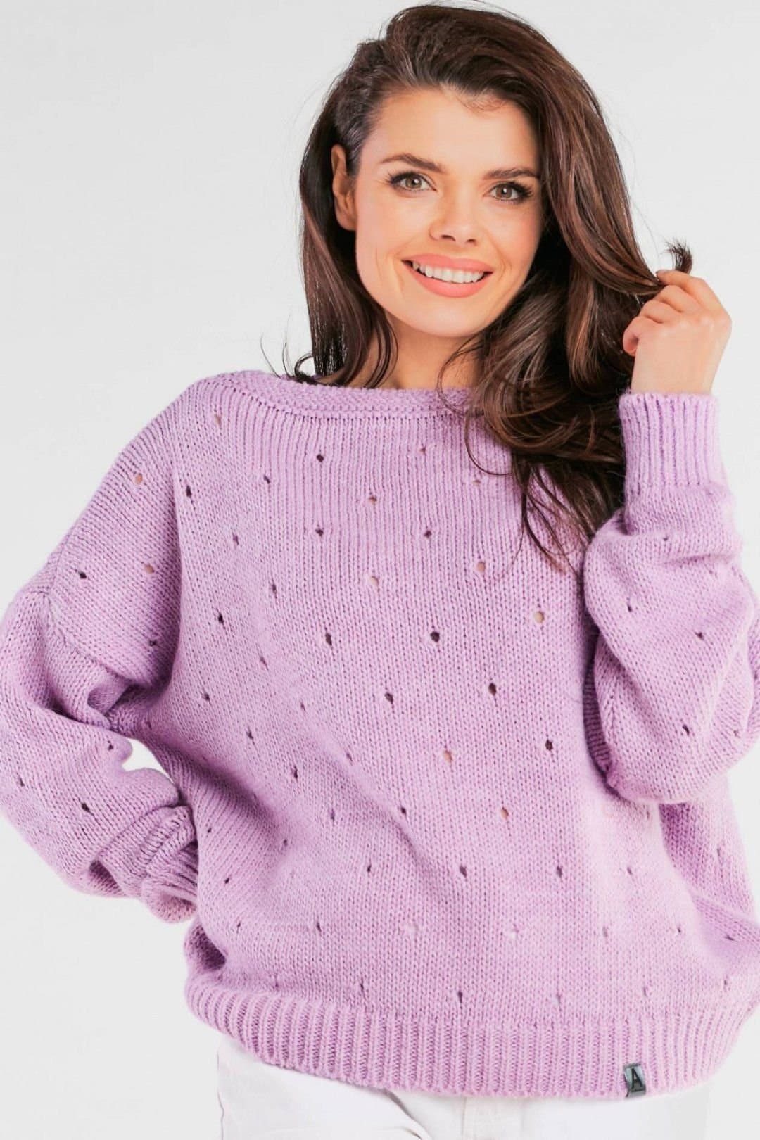 Love Lace Love Lace Women's Loose Fit Boat Neck Sweater for Summer in Violet