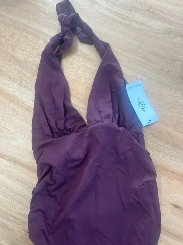 Stradivarius Stradivarius Burgundy Halter-neck Bodysuit