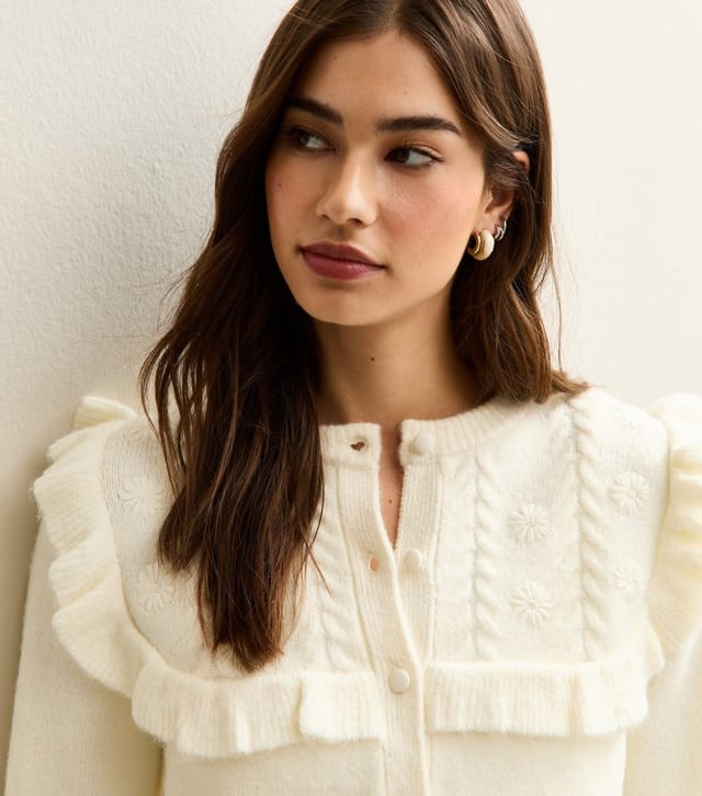 New Look Women's Cream Floral Yoke Cardigan New Look - 3