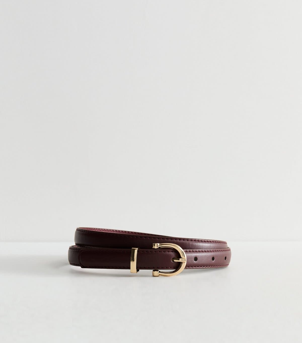 New Look New Look Dark Burgundy Faux Leather Skinny Belt