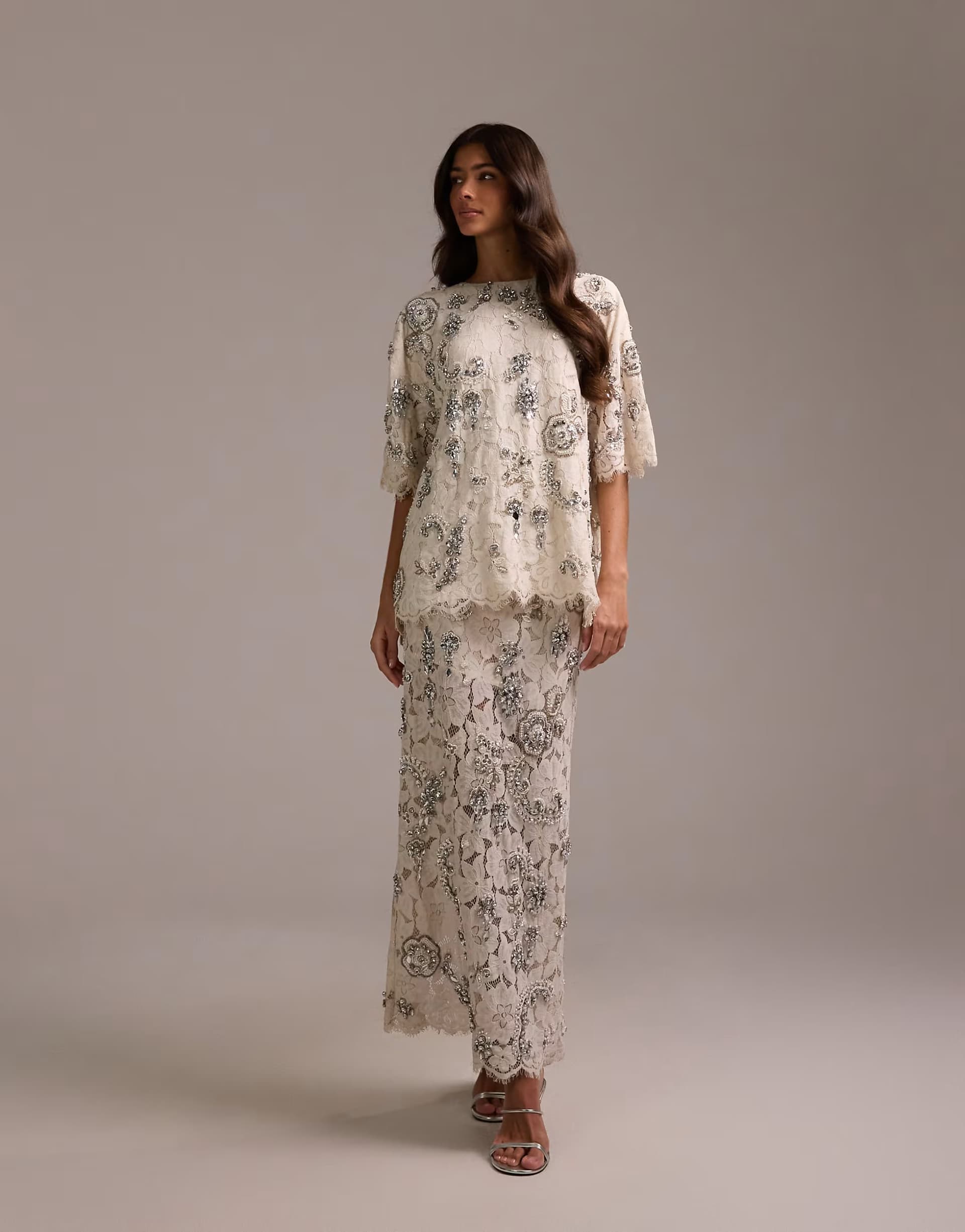 ASOS ASOS DESIGN Bridal lace maxi skirt with embellishment