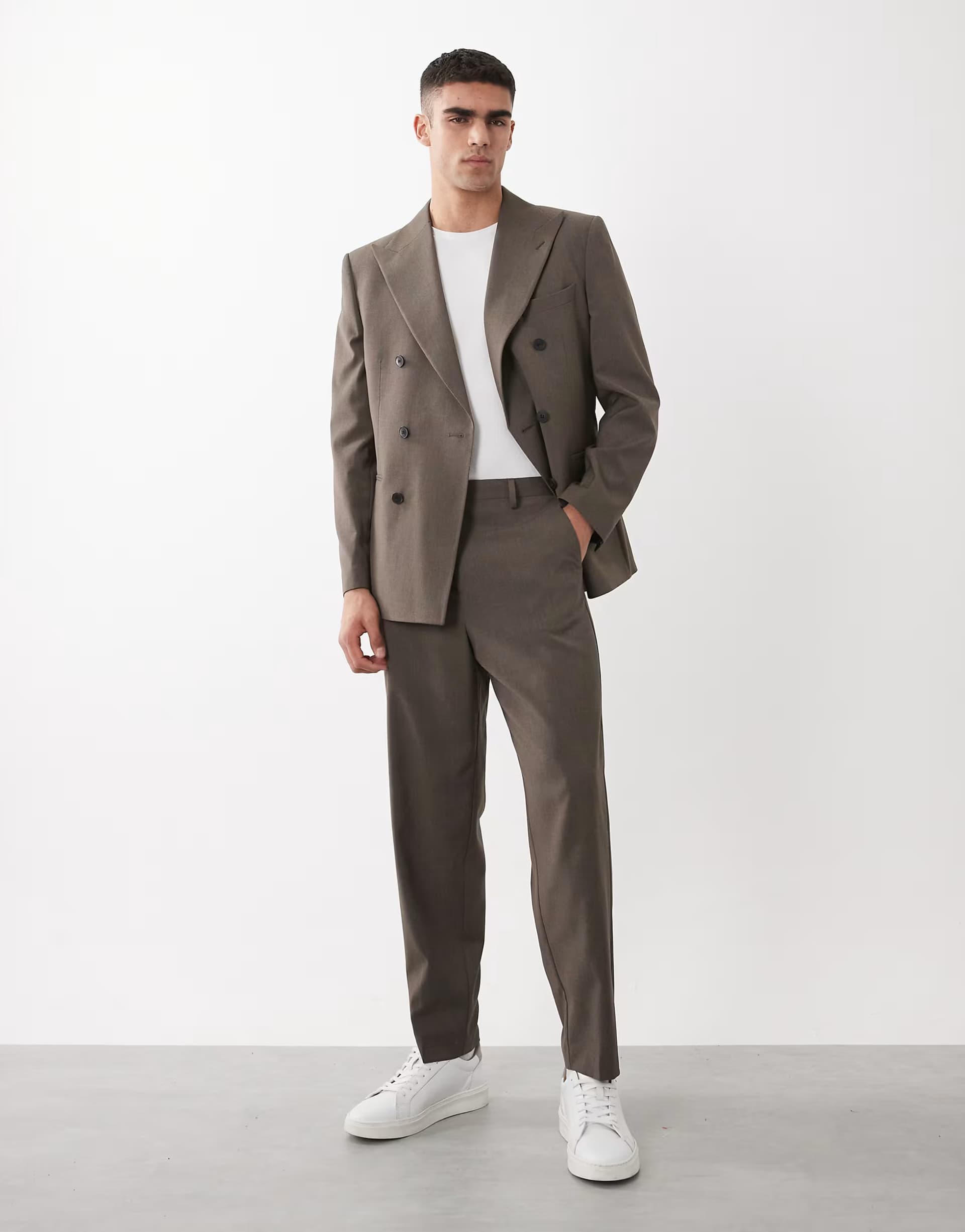 ASOS ASOS DESIGN relaxed tapered suit trousers in khaki