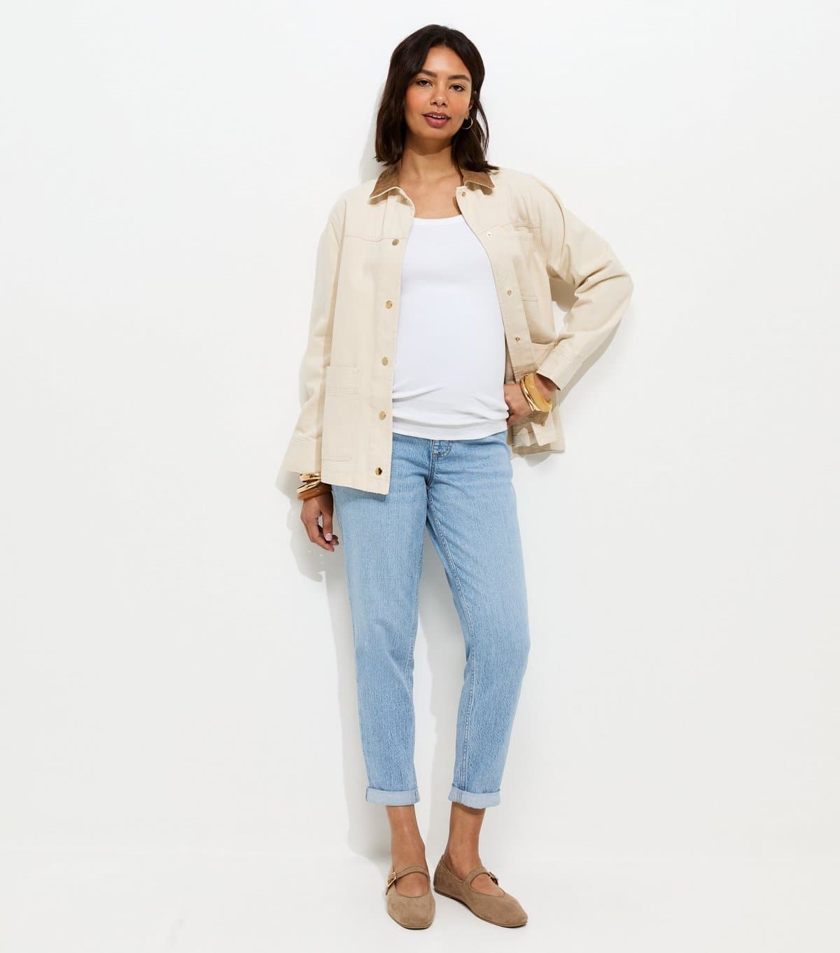 New Look Women's Maternity Light Blue Mom Jeans New Look