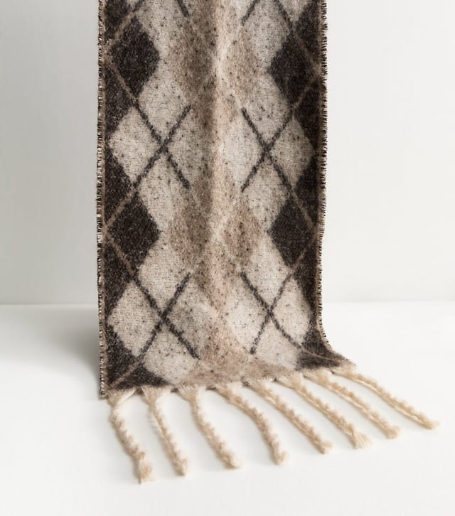 New Look Cream Argyle Heavyweight Scarf New Look - 2