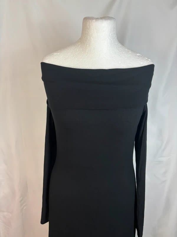 ASOS Design UK 16–18 ASOS Design Black Stretch Jersey Bardot Open-Back Maxi Dress Side Split