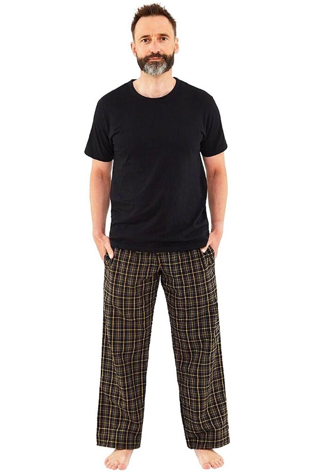 Just Essentials Just Essentials Men's Mens Check Long Pyjama Set in Black - 2