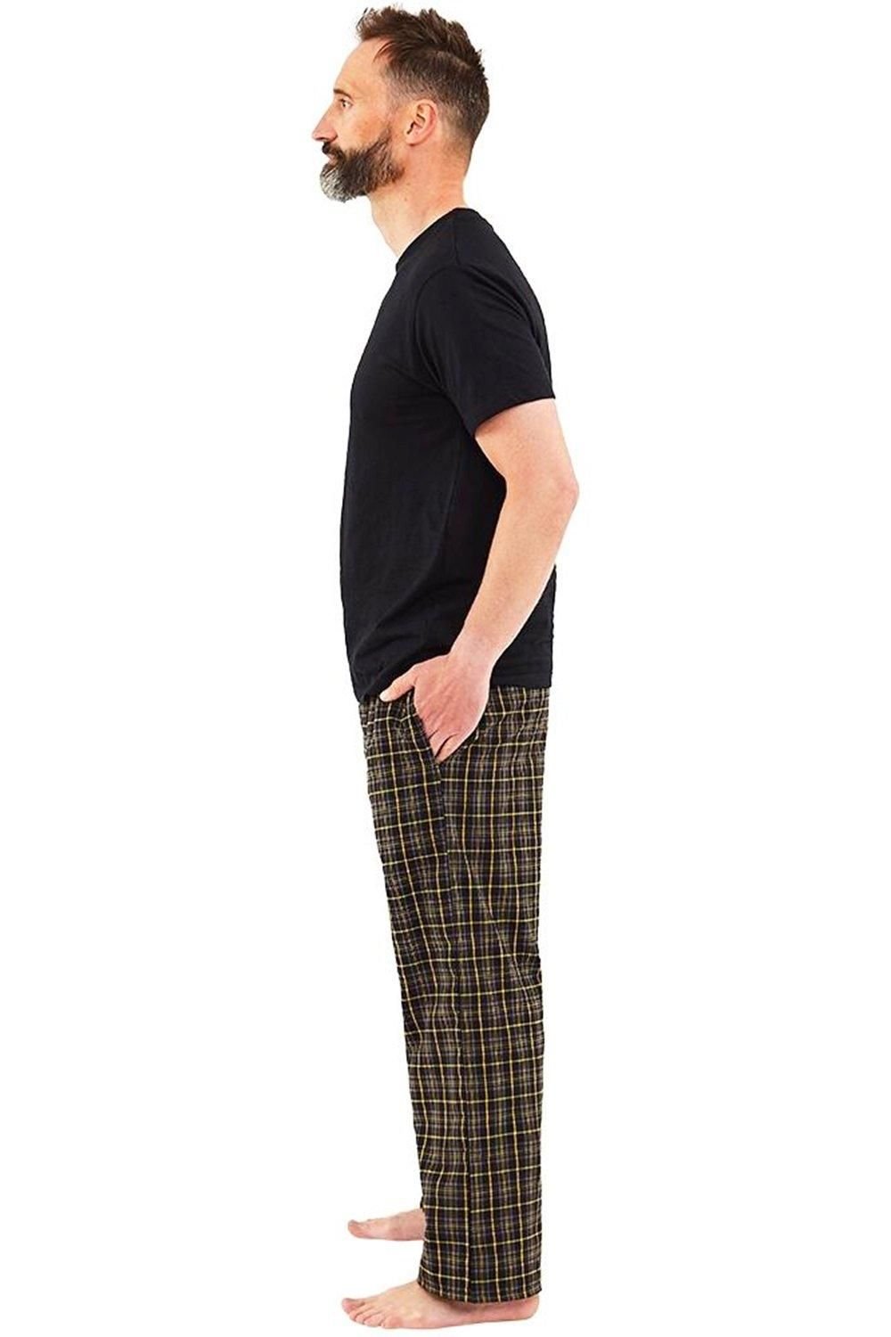 Just Essentials Just Essentials Men's Mens Check Long Pyjama Set in Black - 3