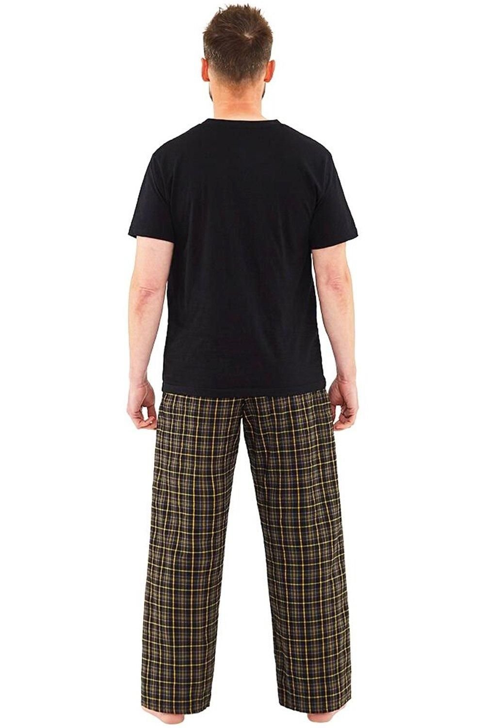 Just Essentials Just Essentials Men's Mens Check Long Pyjama Set in Black - 4