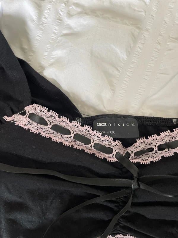 ASOS Design ASOS black top with pink lace