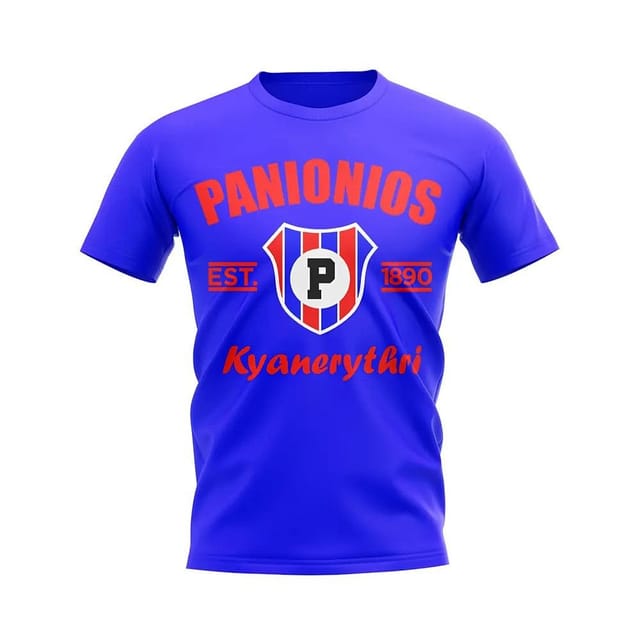 Panionios Panionios Men's Personalised Established Football T-Shirt Royal in Blue - 2