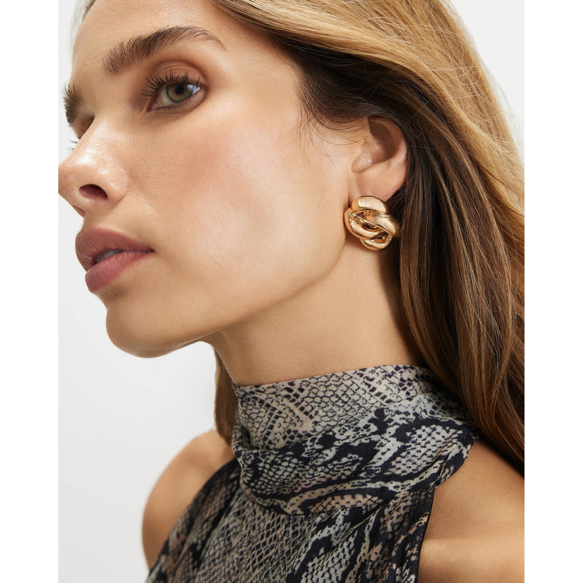 River Island River Island Womens Gold Double Knot Stud Earrings