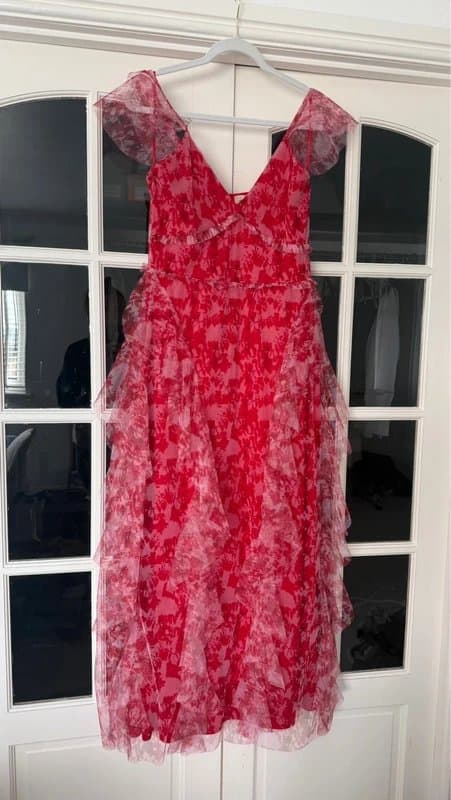 ASOS ASOS Lace & Beads tulle ruffle midaxi dress