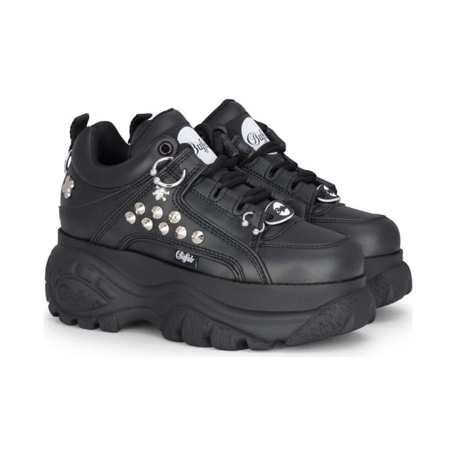 Buffalo Buffalo Women's 1339-14 Punk Platform Studded Vegan Nappa Lace-Up Sneakers in Black - 2