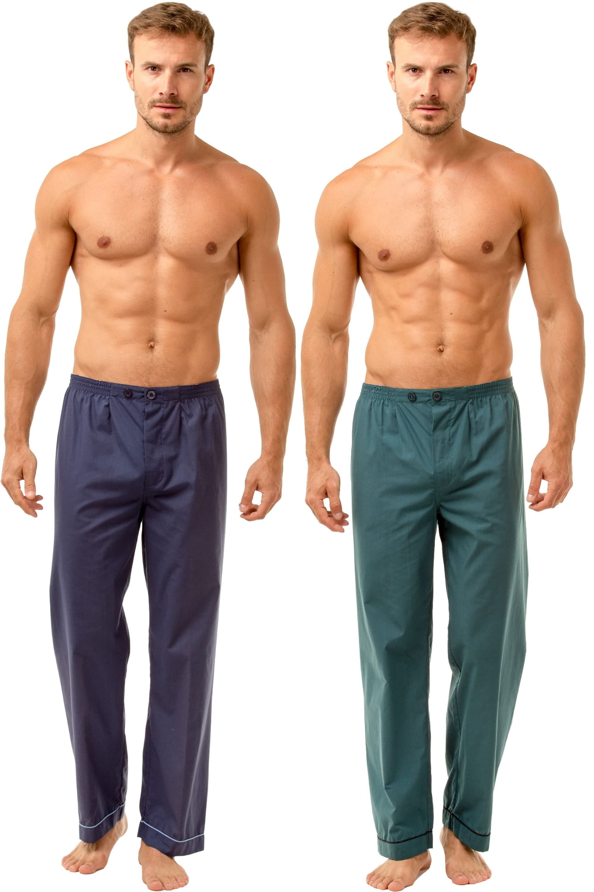 Haigman Haigman Men's Men's Navy & Teal 2 Pack Cotton Blend Pyjama Trousers