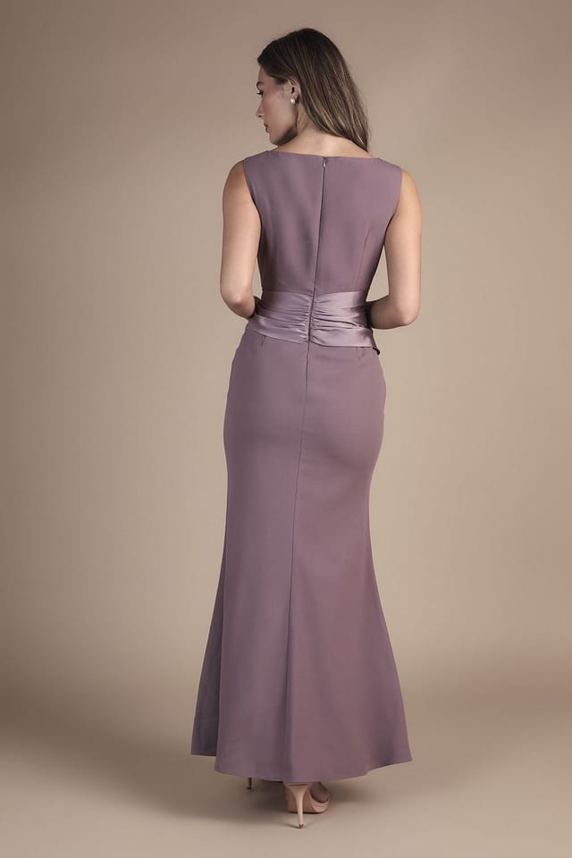Coast Coast Women's Sleeveless Round Neck Sash Waist Maxi Bridesmaid Dress in Dusty Mauve - 3