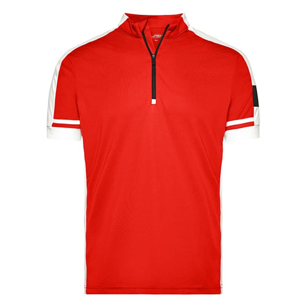 James and Nicholson James and Nicholson Men's Bike Half Zip T-Shirt in Red