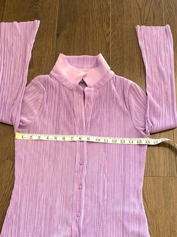 Miss Selfridge Miss Selfridge Purple Velvet Ribbed Button-Up Shirt - Women’s Size UK 8