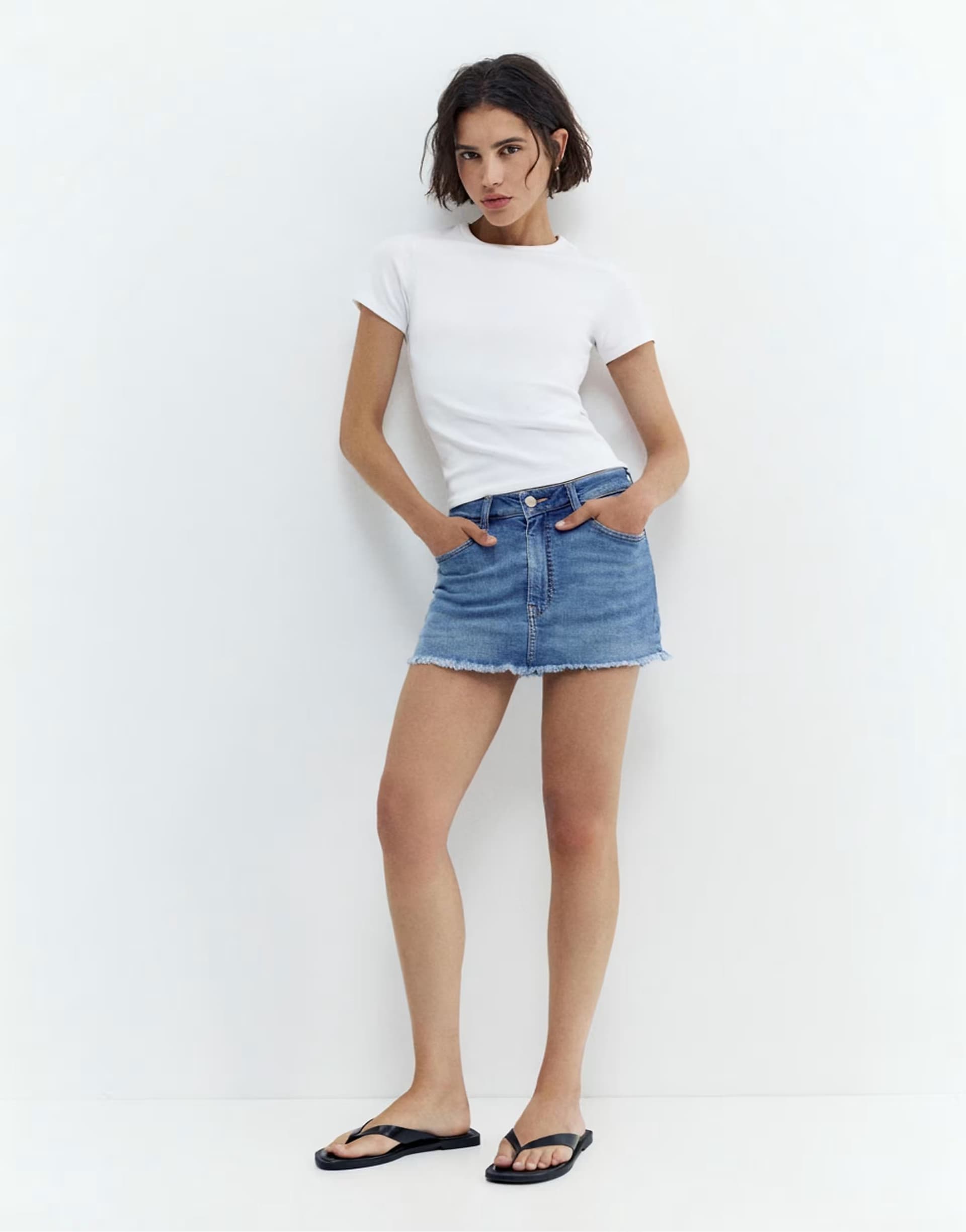 ASOS Pull&Bear Denim skort in medium blue