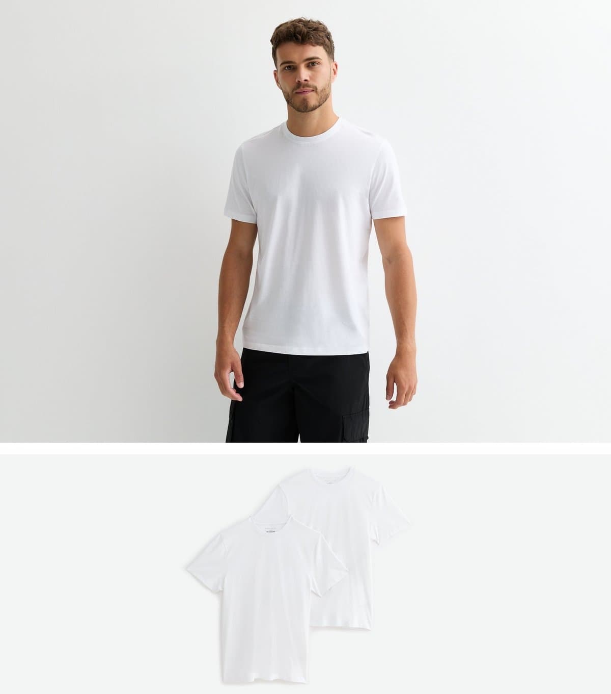 New Look New Look Men's 2 Pack White Regular Cotton T-Shirts