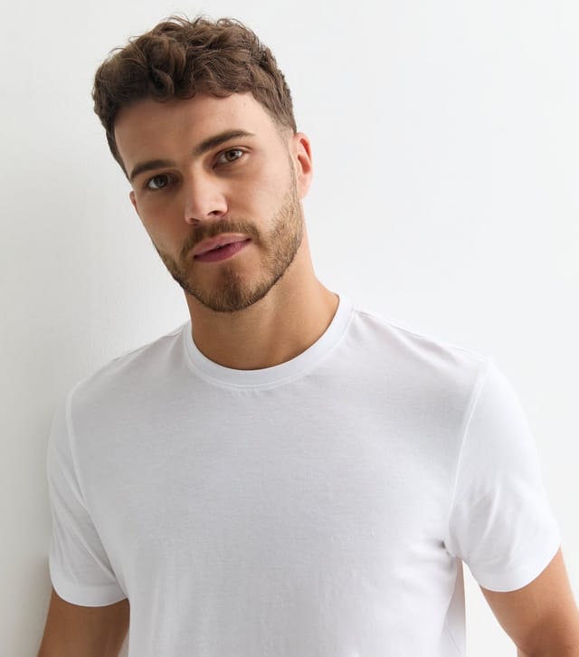 New Look Men's 2 Pack White Regular Cotton T-Shirts New Look - 2
