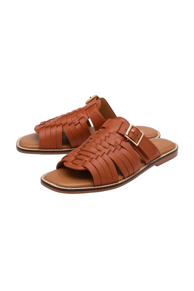 Ravel Ravel Women's 'Dene' Leather Flat Mule Sandals in Burnt Orange - 2
