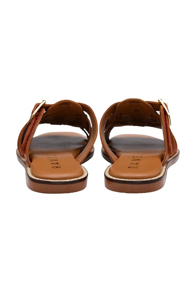 Ravel Ravel Women's 'Dene' Leather Flat Mule Sandals in Burnt Orange - 3