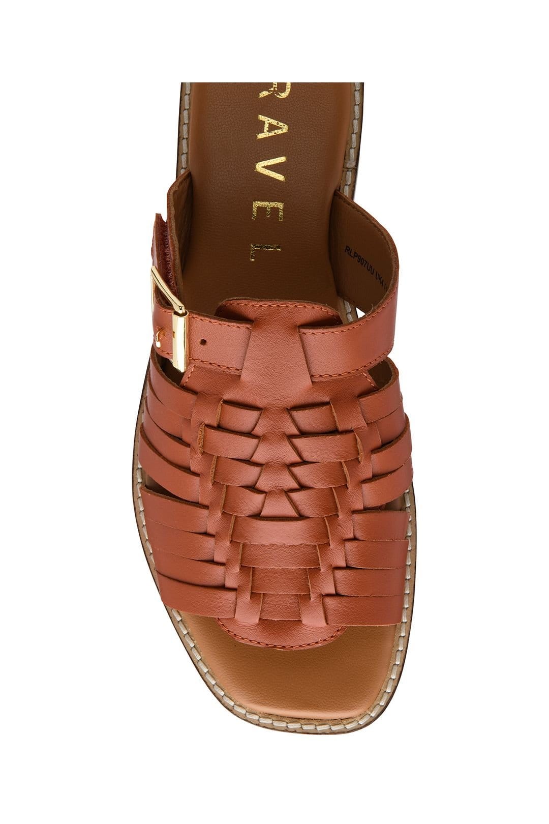 Ravel Ravel Women's 'Dene' Leather Flat Mule Sandals in Burnt Orange - 4