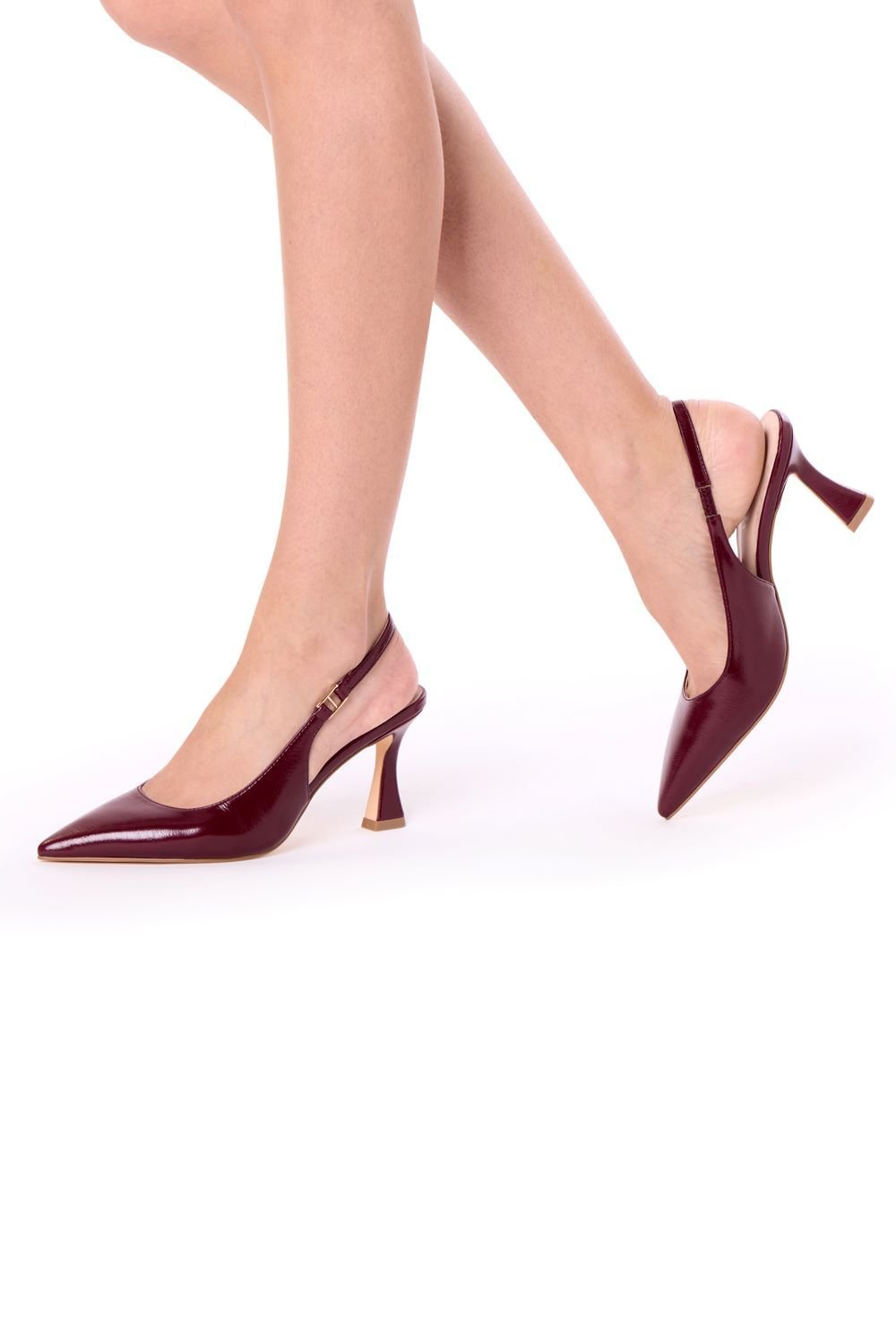 Paradox London Paradox London Women's 'Chantelle' High Heel Sling Back Court Shoes in Burgundy - 4