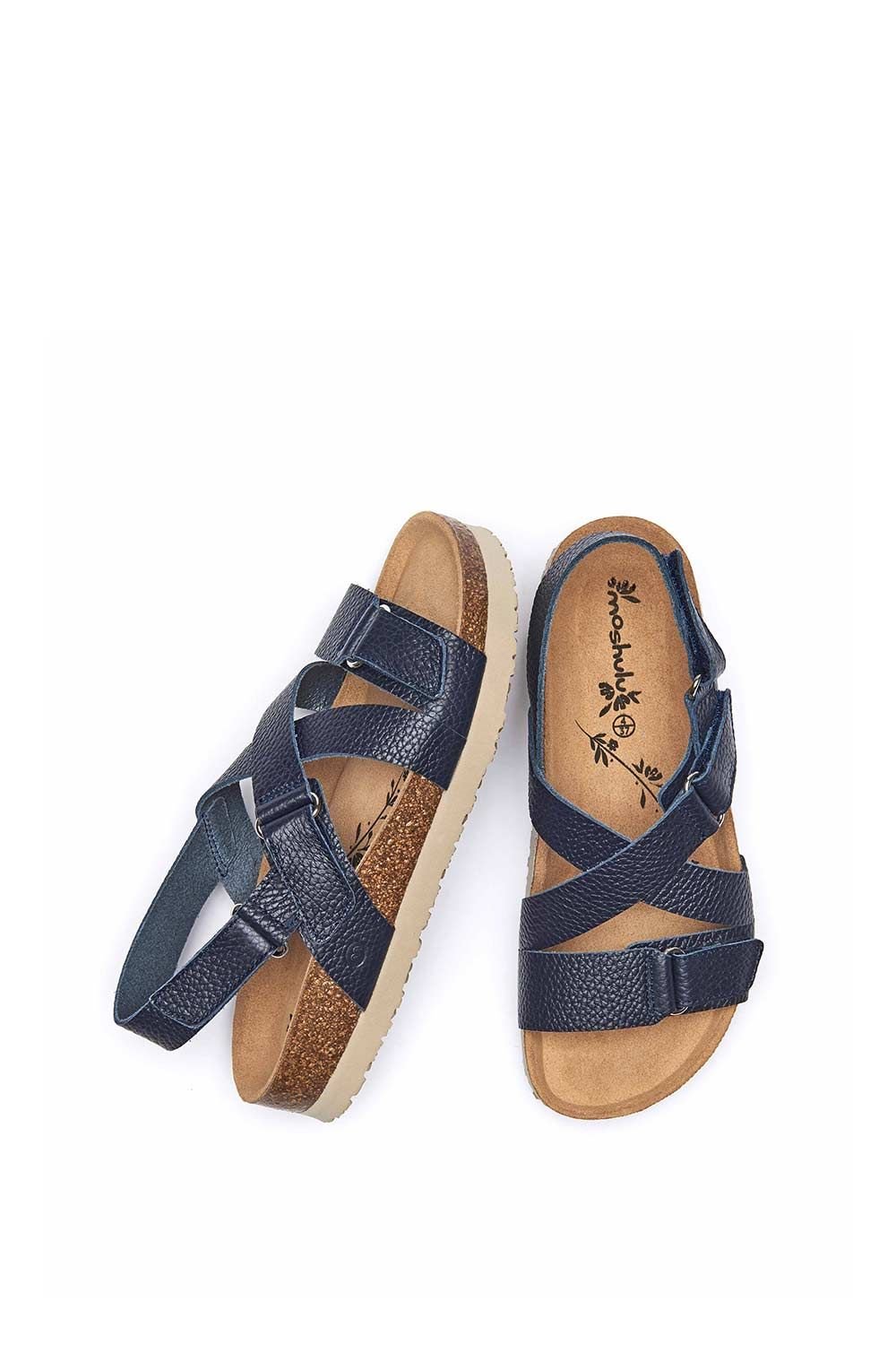 Moshulu Moshulu Women's 'Towan' Leather Strap Cork Sandals in Indigo - 2