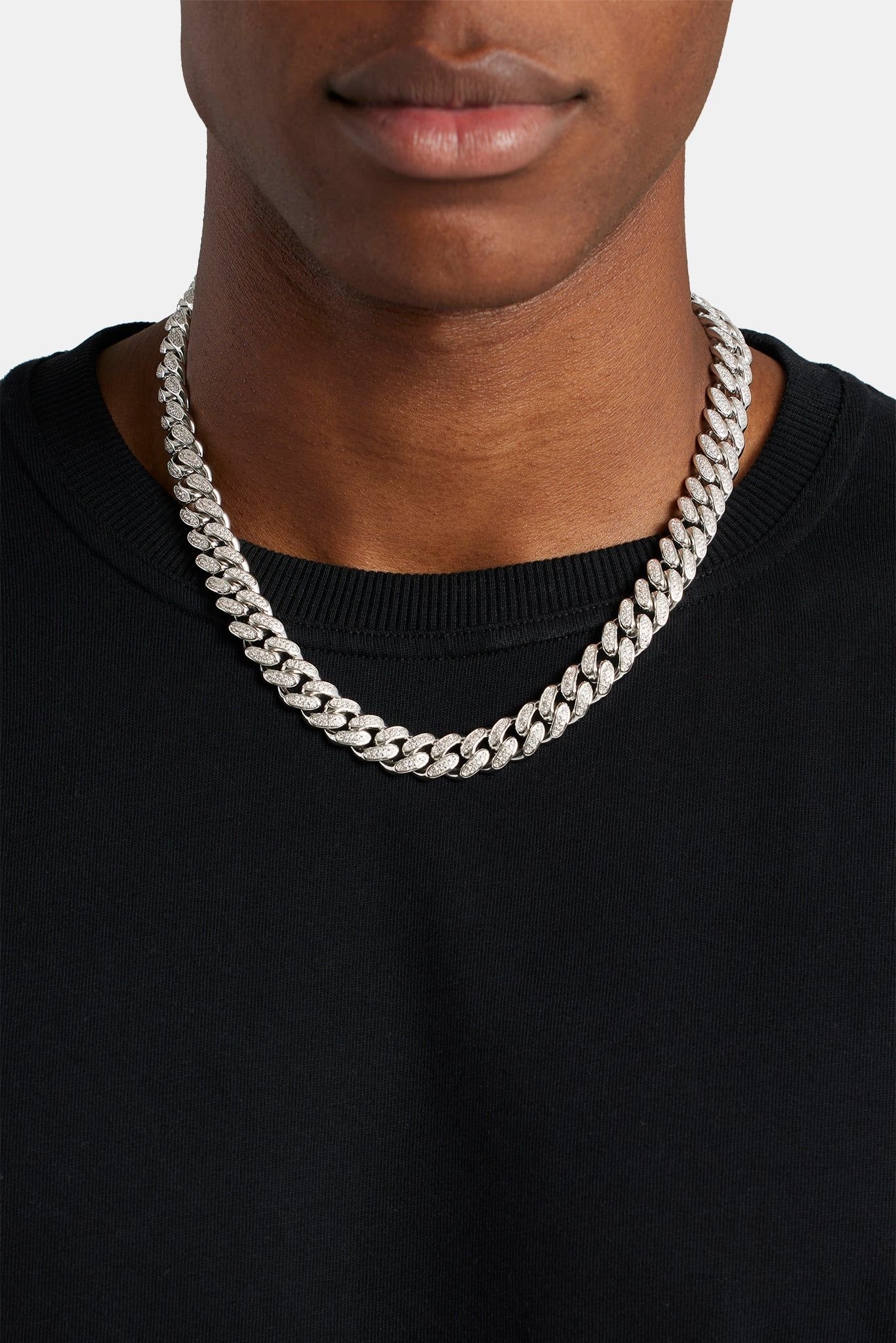 Cernucci Cernucci Men's 12mm Iced Cuban Link Chain in Metallic Silver - 4