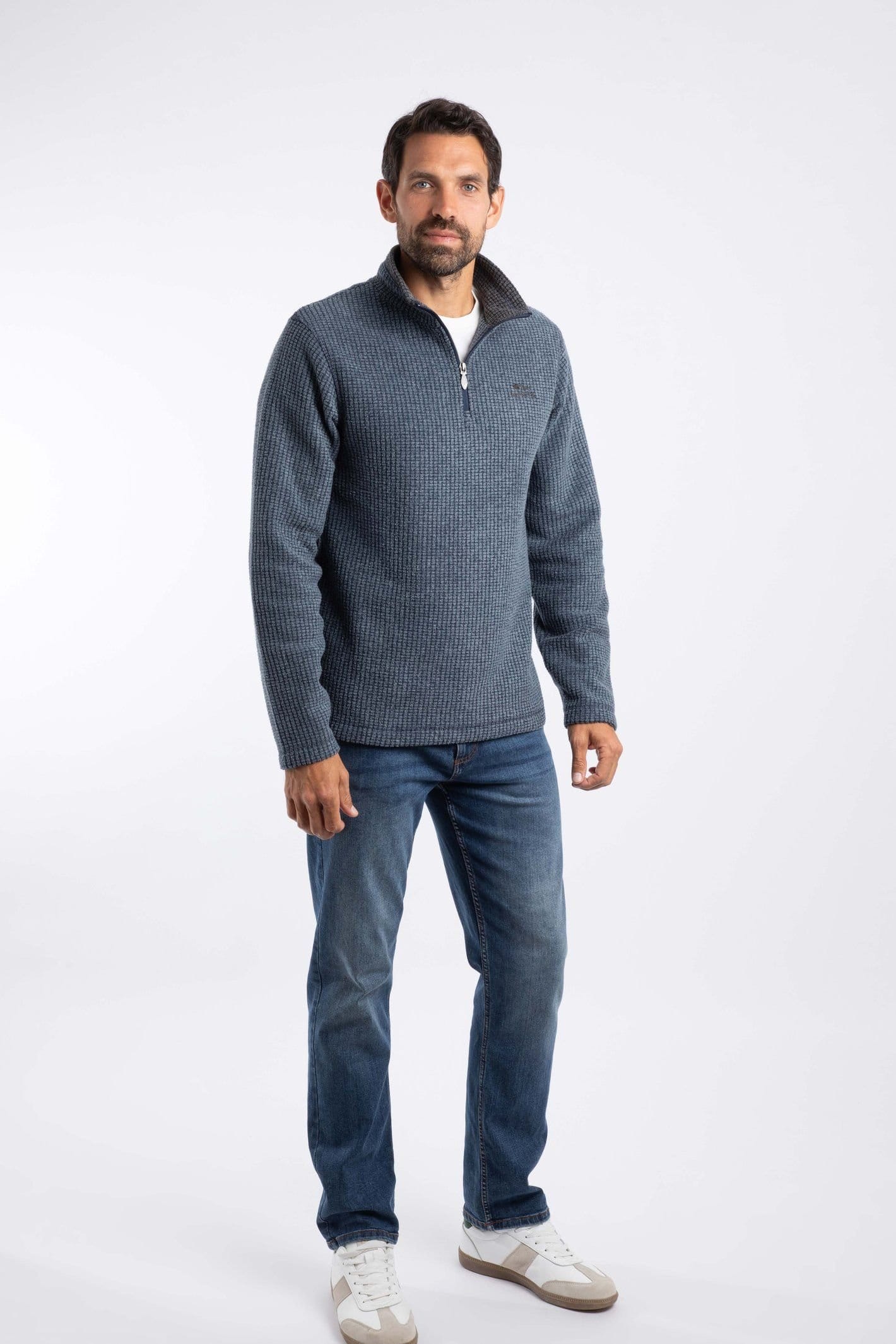 Weird Fish Weird Fish Men's Newark 1/4 Zip Grid Fleece in Navy - 4